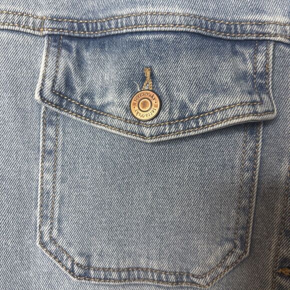 Terra & Sky 0X Denim Jacket Light Wash Button Front Women's Plus Long Sleeve 0X - Picture 3 of 8